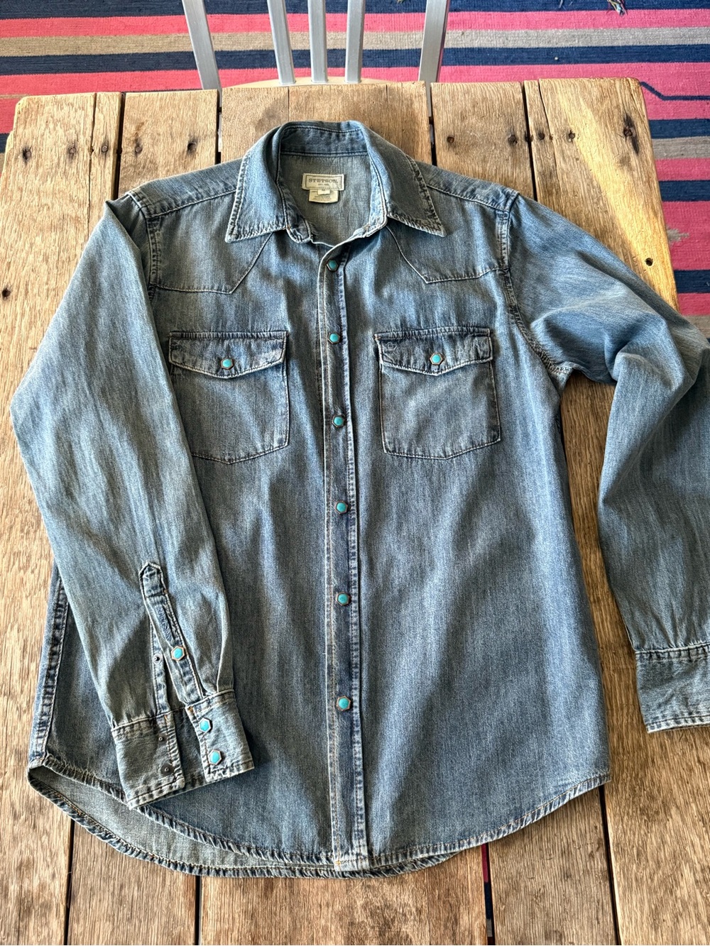 Stetson Men's Denim Western Shirt - Blue